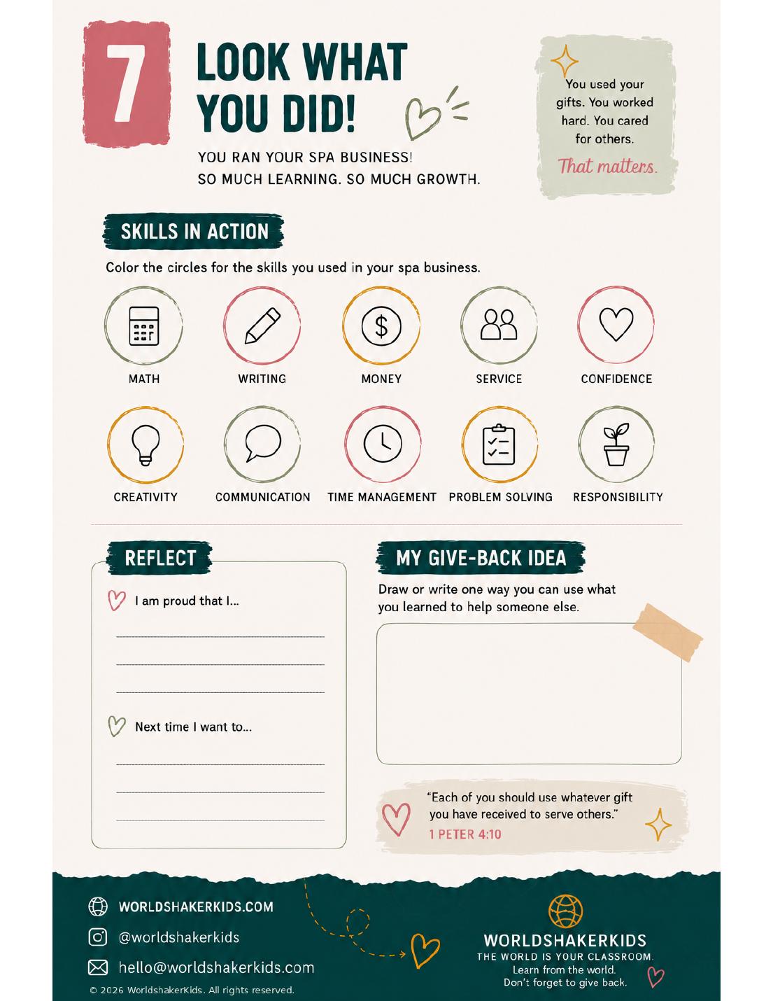 Guide page: look what you did, skills in action reflection